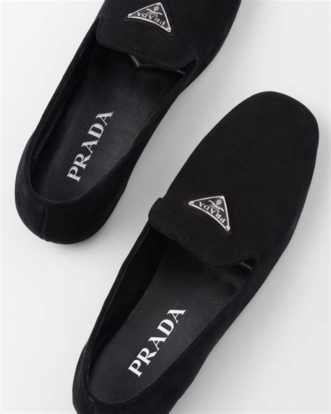 prada black suede shoes|Prada suede loafer.